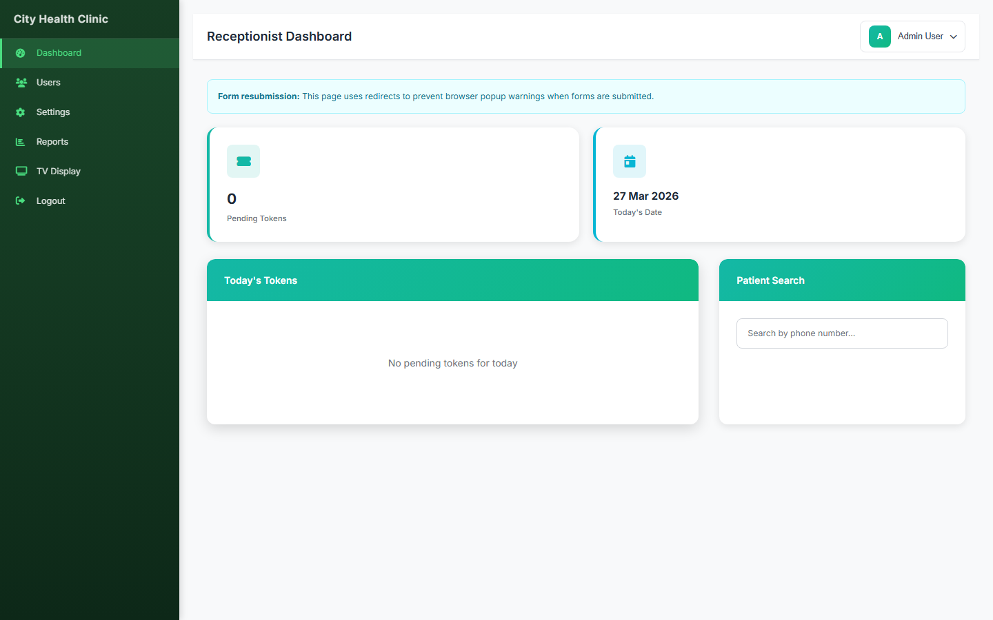 Daily appointment calendar showing patient names, assigned doctors, time slots, and confirmation status.